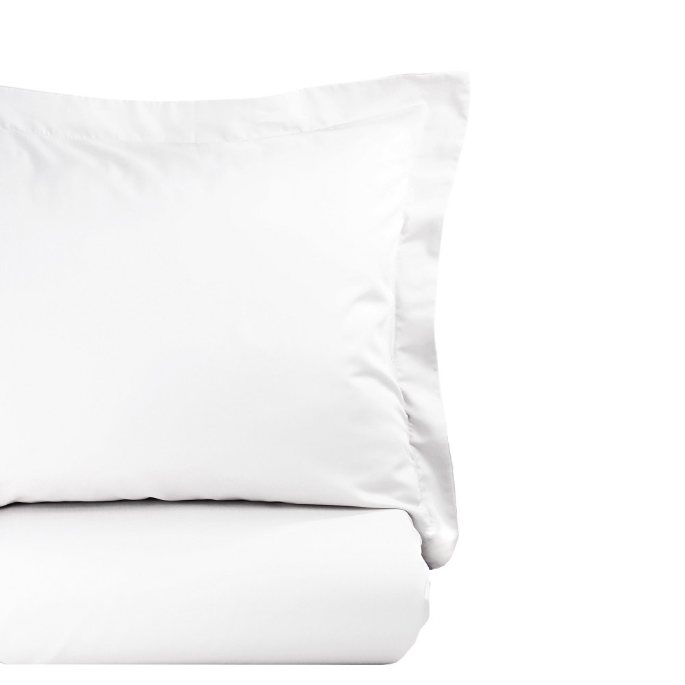 Austri Sateen Duvet Cover Set, White, Queen Duvet Cover + 2 Standard Shams