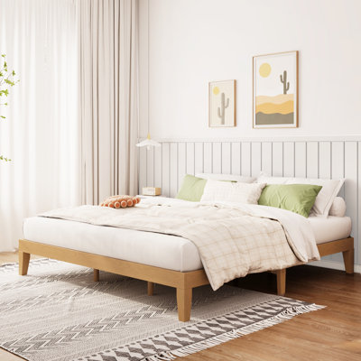 Solid Rubberwood Platform Bed