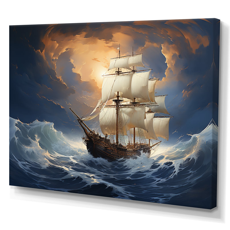 Bateau pirate Carabian Legacy II - art mural pirate, Toile tendue, H 12 po x l 20 po x P 1 po