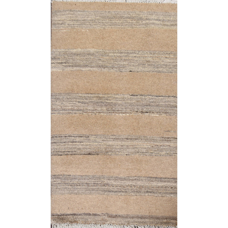 Tapis rayé en laine Gabbeh Kashkoli noué à la main 1 pi 6 po x 2 pi 11 po