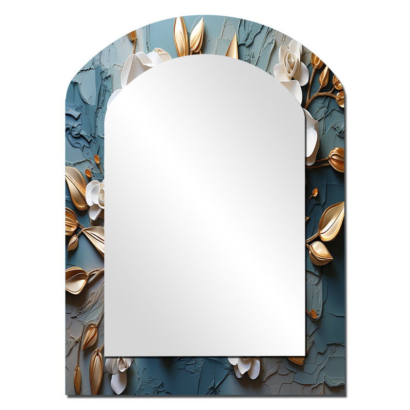 Miroir mural blanc et doré, 34 po x 25 po