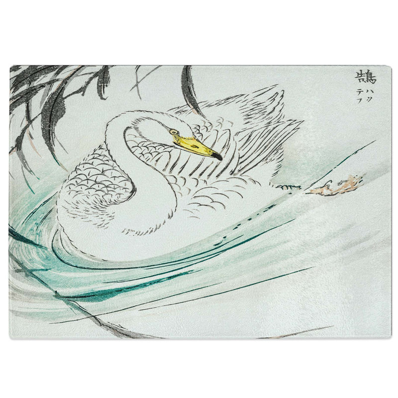 Tempered Glass Whooper Swan by Numata Kashu Chopping Board, 28.5 cm W x 20 cm L