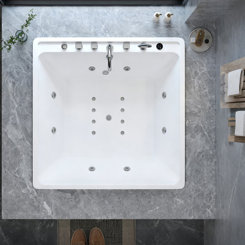 Baignoire carrée en acrylique, 22.83" H x 47.24" W x 47.24" D