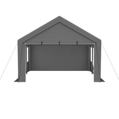 Auvent 13 pi x 20 pi avec 2 portes enroulables, tente de fête imperméable, abri d'auto et abri de rangement pour l'extérieur, voiture, bateau, fête de jardin, rassemblement, cadre galvanisé
