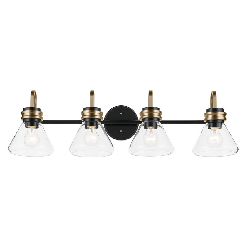 34" 4-Light Vanity Light with Clear Glass, Satin Black