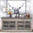 Ranch Style 4 Antique Door 88" Long Sideboard In Distressed Finish