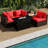 5 PCS Patio Furniture Set Heavy-duty Frame Sofa Set with 60,000 BTU Firepit Table Red-2018112000