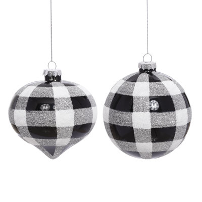 Gingham Plaid Ornament - 4 Inches Set Of 6