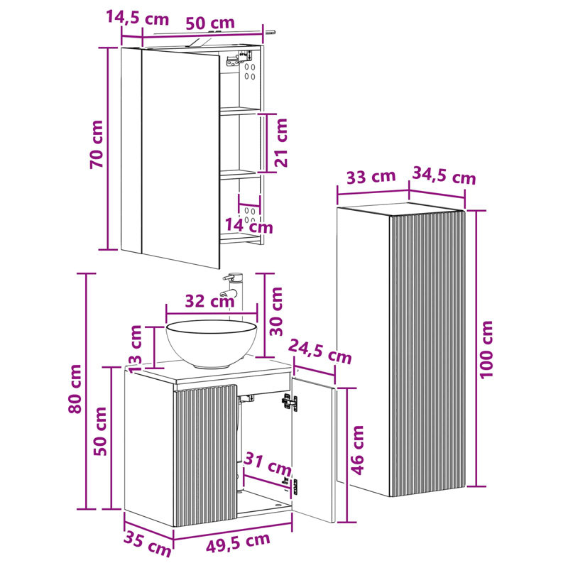 Vanity & Mirror Set, Grey