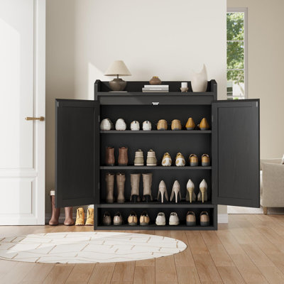 Rangement à chaussures moderne pour vestibule, armoire de rangement en bois Farmhouse avec tablettes réglables pour le couloir, le salon et le placard