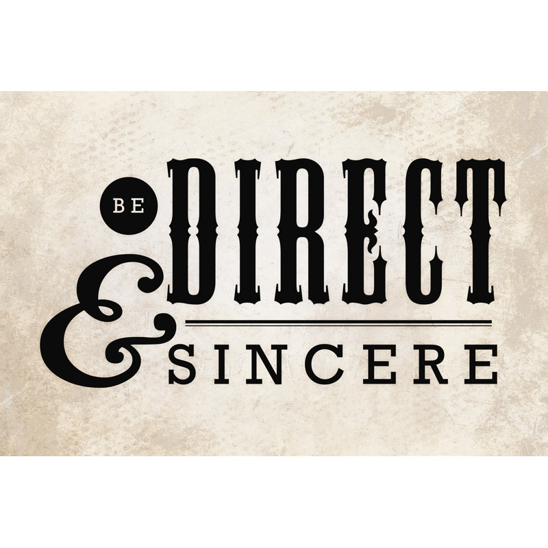 Direct And Sincere - Wrapped Canvas Print, 30cm H x 46cm W x 3.8cm D