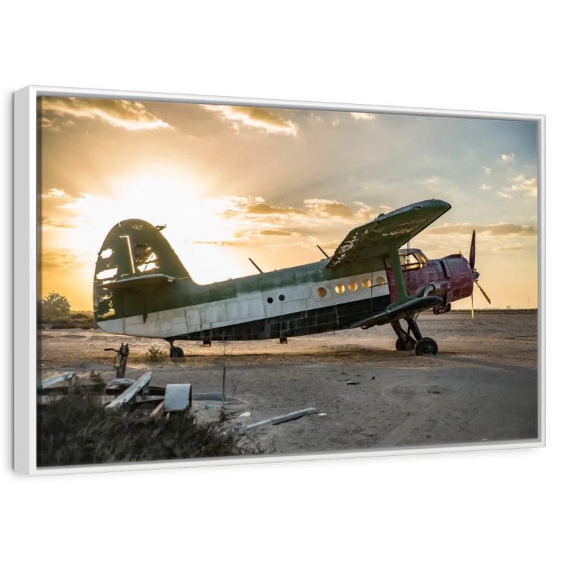 Abandonné ancien avion, 19 po x 13 po, Cadre flottant blanc