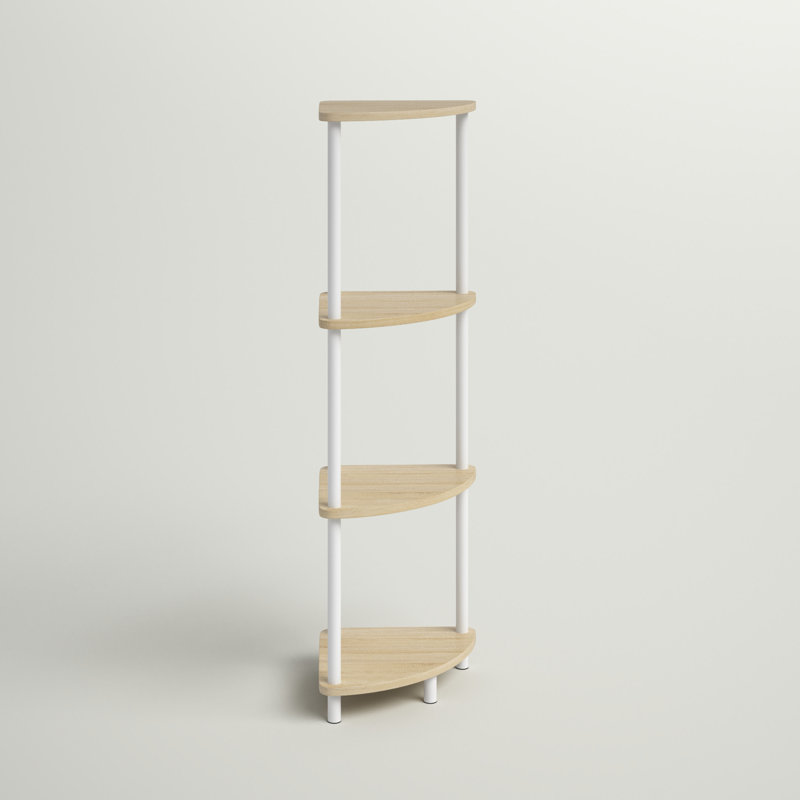 Bibliothèque en métal Imtiaz, (4 tablettes) H 43 po x l 12 po x P 12 po, Chêne / blanc