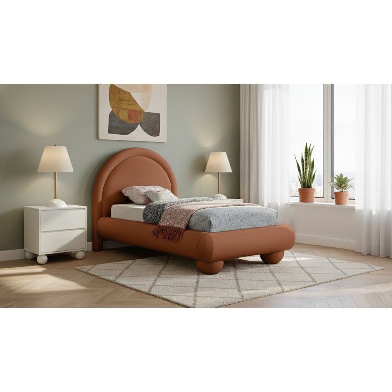 Madrid Velvet Bed, Twin, Cognac Velvet