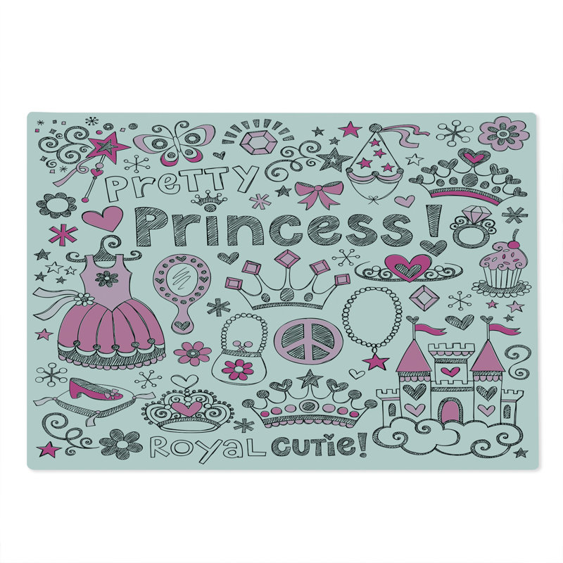 Planche à découper Ambesonne, grande taille, fantaisie, imprimé Ornamens, gris, rose, blanc