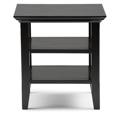 Table de bout transitionnelle en bois massif de 19 po avec 2 tablettes ouvertes Acadian