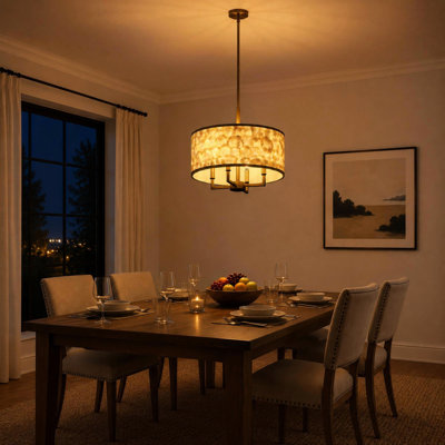 4-Light Natural Capiz Shell Drum Chandelier