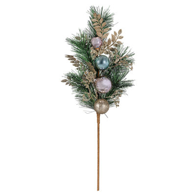 Artificial Pine Stem With Ornaments, 24"H