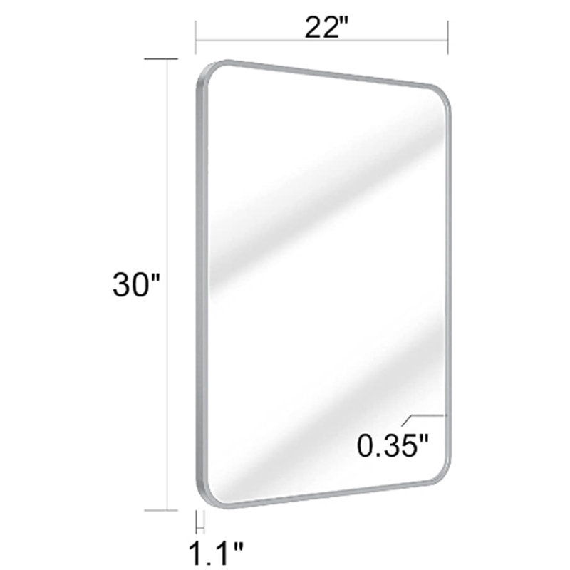 Donko Metal Rectangle Wall Mirror, 22" x 30", Silver