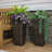 Saige Square Brown Polyrattan Outdoor Planter Set with Liner - 24" H-1287242905