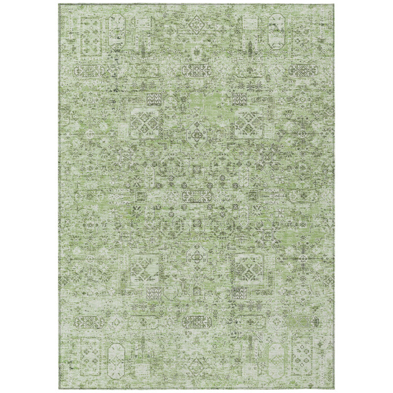 Tapis intérieur / extérieur lavable floral vert artichaut 9 pi x 12 pi HomeRoots