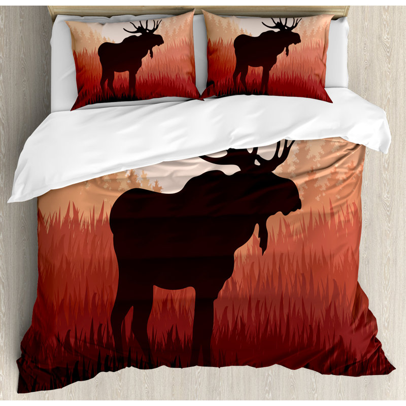 Moose Eclectic Polyester Duvet Cover, Queen