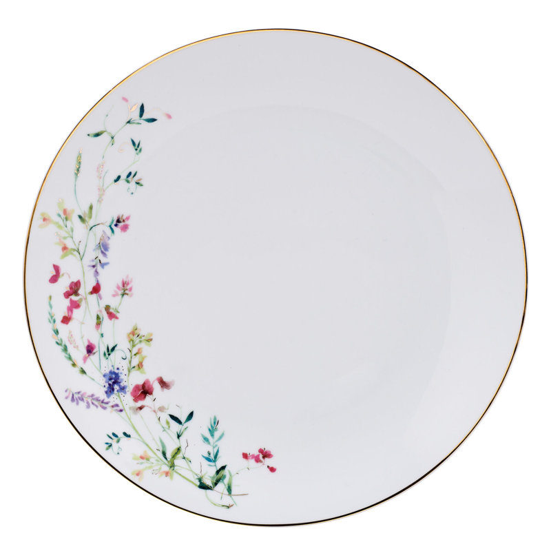 Kalina White Porcelain Floral 24-Piece Dinnerware Set