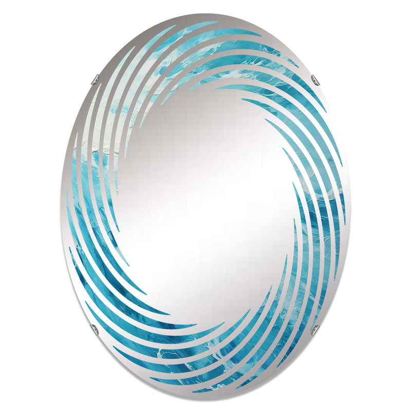 Miroir mural bleu azur - Horizon II - MIR109778 - Ovale, L 20 po x H 30 po