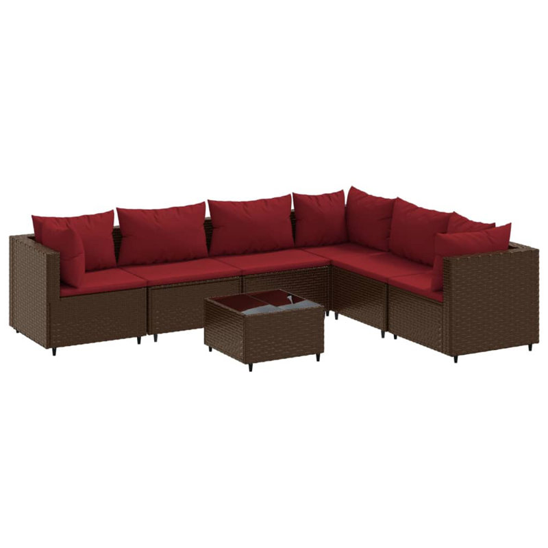 Ensemble de patio 7 pièces avec coussins en polyester gris Latitude Run®, Brun, 6, Rouge cannelle