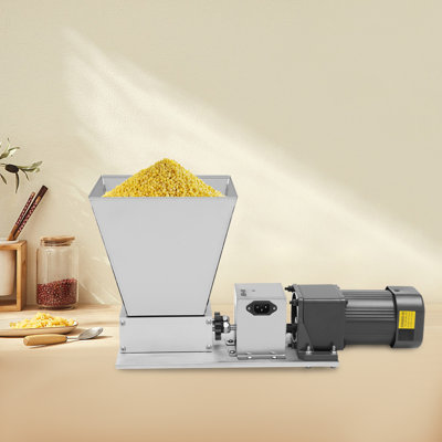 Moulin à grain électrique 110 V avec rouleaux en acier inoxydable, trémie de 4 L, écart de rouleau réglable, grain à faible vitesse 75 tr / min et moulin d'alimentation pour la maison et la ferme