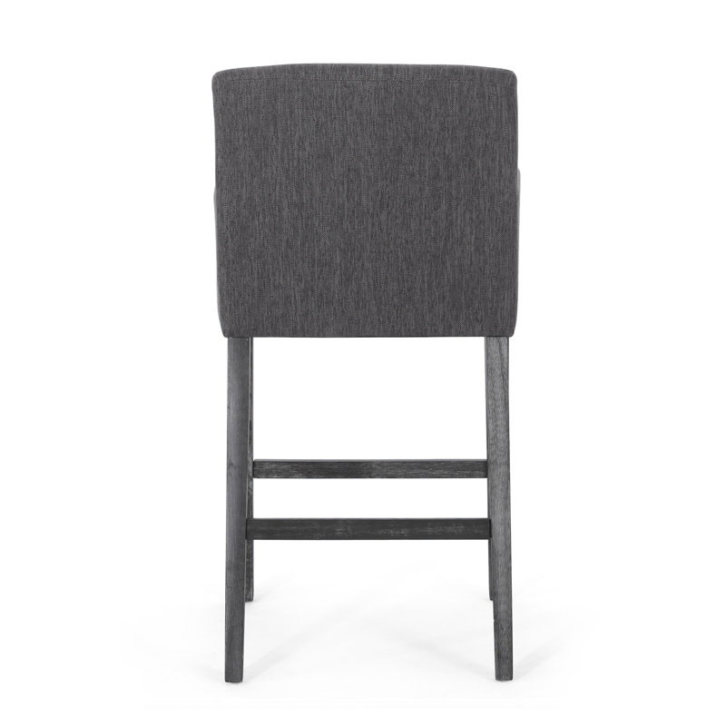 Gray Diamond-Tufted Swivel Bar Stool with Metal Base