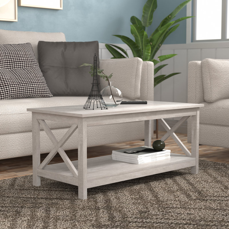 Nora Coffee Table with Storage, Light Gray