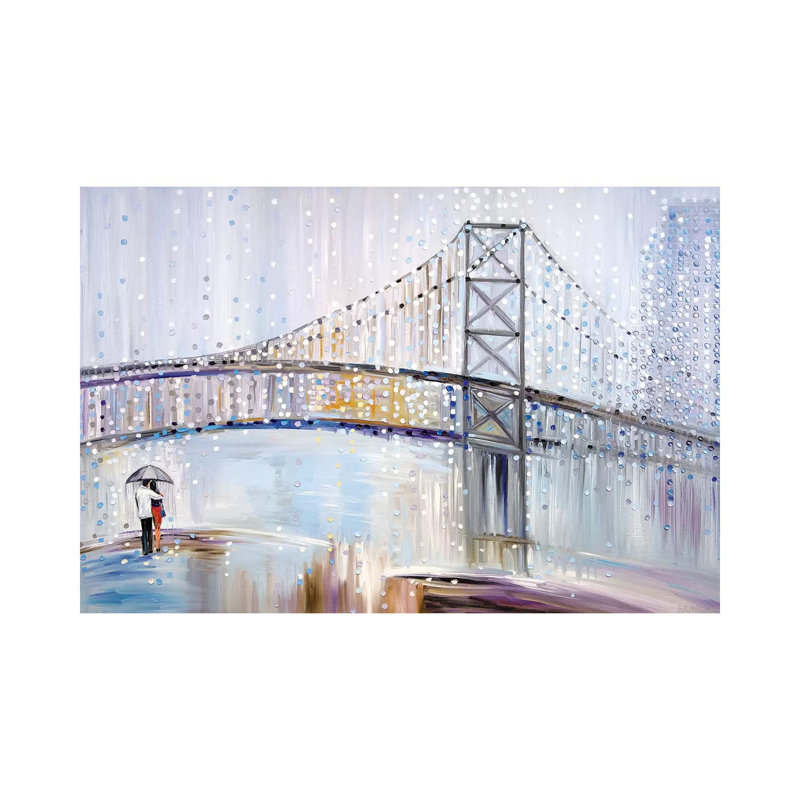 Romantic Rainy Date by Ekaterina Ermilkina - Painting on Canvas, Wrapped Canvas, 66.04 cm H x 45.72 cm W x 1.91 cm D