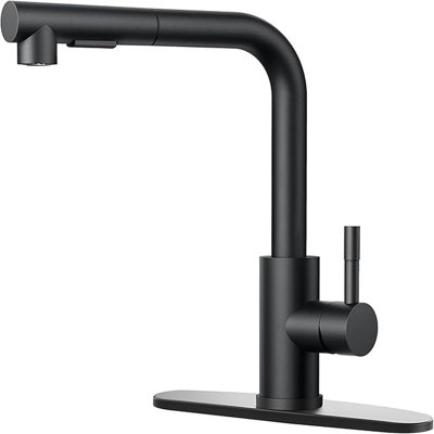 Black Kitchen Faucets with Pull Down Sprayer,Waterfall Kitchen Sink Faucet,Commercial Utility Stainless Steel Kitchen Faucets,Single Handle Kitchen Sink Faucet with Pull Down Sprayer