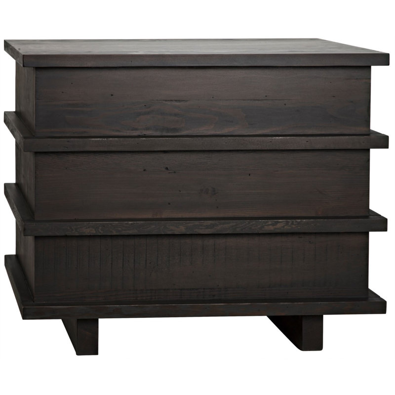 Bergamot 3 - Drawer Solid Wood Dresser, Black Wax