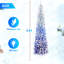 Arbre de Noël à flocons de 7 pi avec 3 lumières DEL blanc chaud, 725 pointes, branches articulées, conception mince et support en métal - arbre pré-éclairé étroit-1193449946