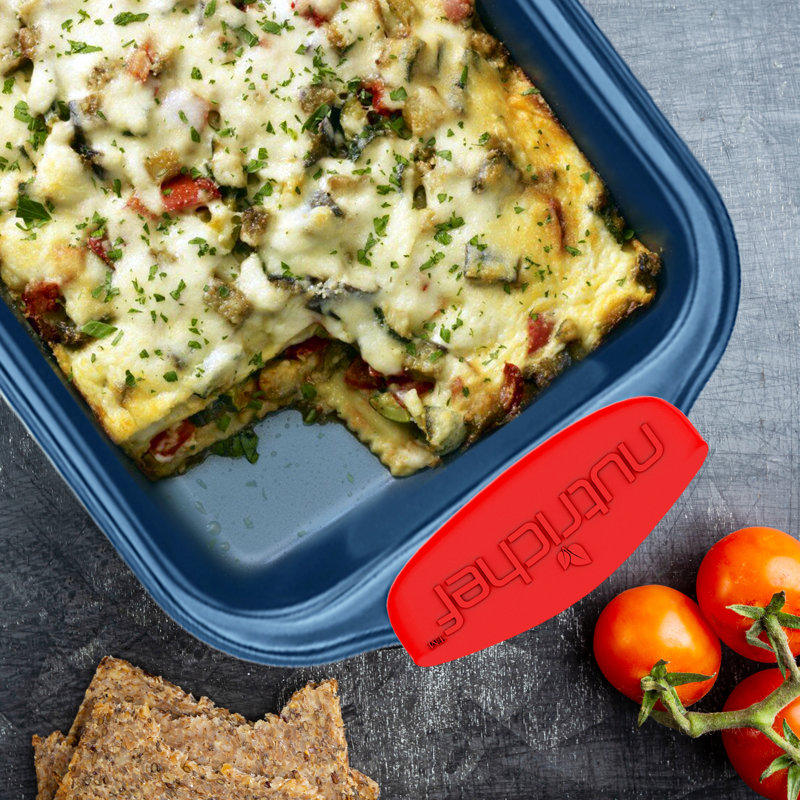 NutriChef 10-Piece Blue Carbon Steel Bakeware Set with Red Silicone Handles