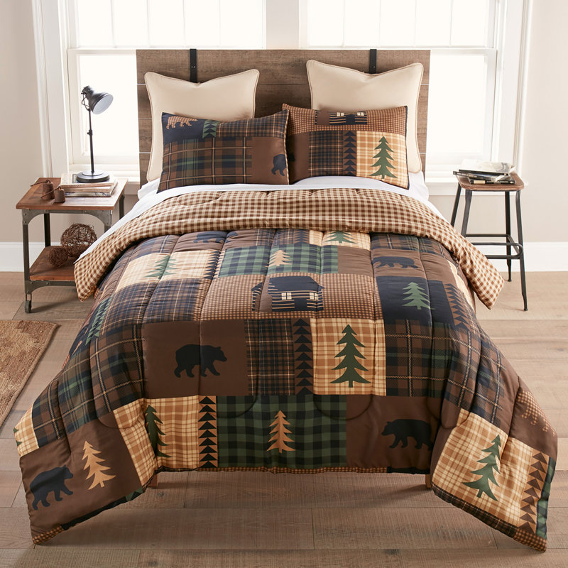 Your Lifestyle by Donna Sharp Brown Bear Cabin 3PC Queen Comforter Set, Queen Comforter + 2 Standard Pillowcases