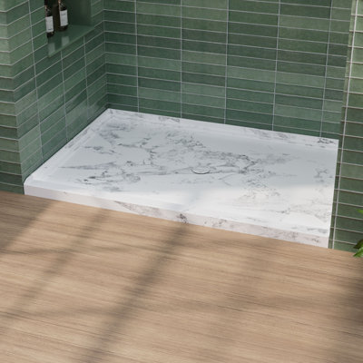 48" W X 32" D Acrylic Shower Base, Composite Single Threshold Shower Pan, Center Drain Slip-Resistant