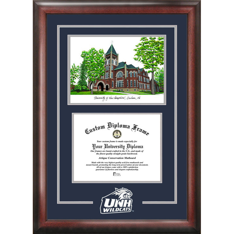 NCAA New Hampshire Wildcats Spirit Graduate Diploma with Campus Images Lithograph Frame