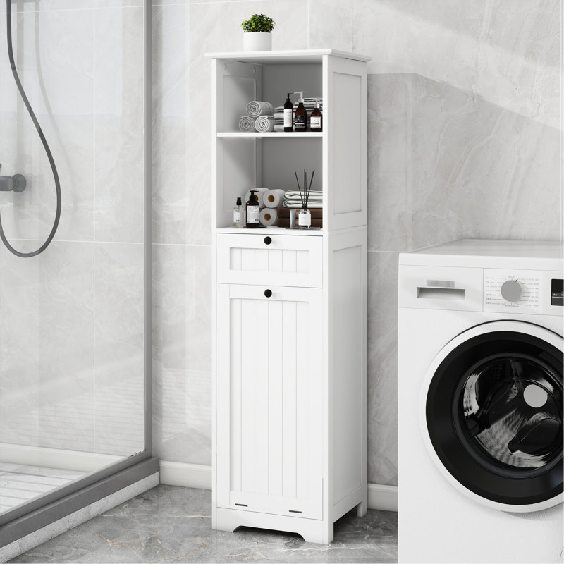 Tilt-Out Laundry Sorter Cabinet In White - One Compartment, Drawer, Built From E1 With Painting For A Convenient Storage Made Strong And Painted Surface Durability