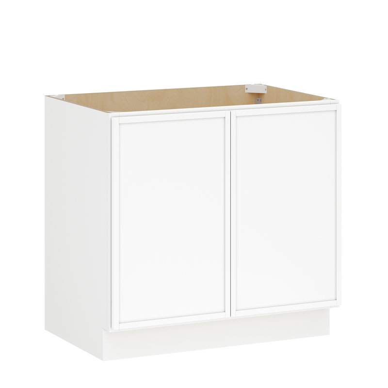 Armoire de base modulaire moderne en bouleau blanc avec structure étroite et quincaillerie à fermeture en douceur, disposition flexible pour les cuisines et espaces polyvalents