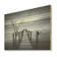 Horizon de jetée monochrome noir et gris - jetée côtière, art mural sur bois de pin naturel-39616107