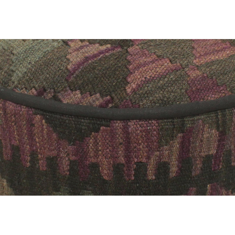 Anautica Upholstered Ottoman, Southwestern Watson Black Wool