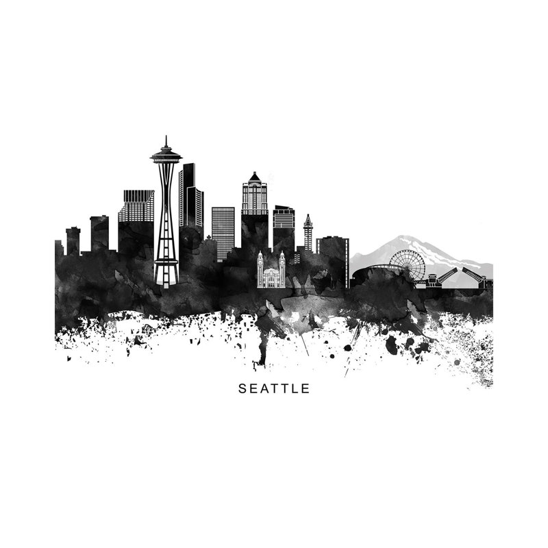 Seattle Skyline by WallDecorAddict - Wrapped Canvas Print, 101.6 cm H x 66.04 cm W x 3.175 cm D