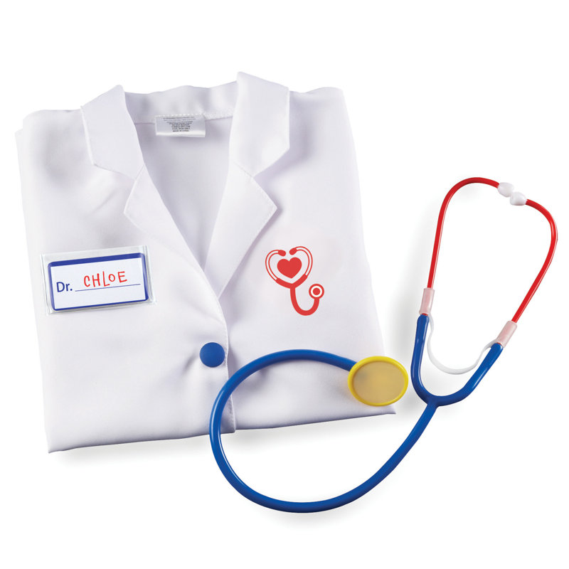 Kids' White and Blue Doctor Play Set with Accessories