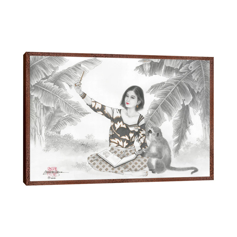 Monkey BFF - Painting on Canvas, Classic Brown Wood Framed, 101.6 cm H x 66.04 cm W