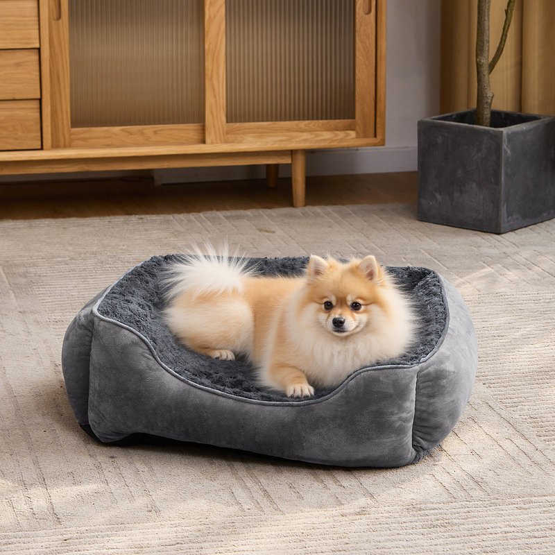 Panier rectangulaire pour chiens de grande, moyenne et petite taille, lavable à la machine, canapé-lit pour chien, fond antidérapant, respirant et doux, durable et orthopédique, pour un confort apaisant.
