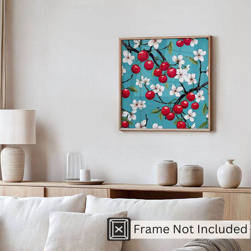 «Food and Kitchen Cherry Dreams III», reproduction d'art moderne sans cadre, H 14 po x l 14 po