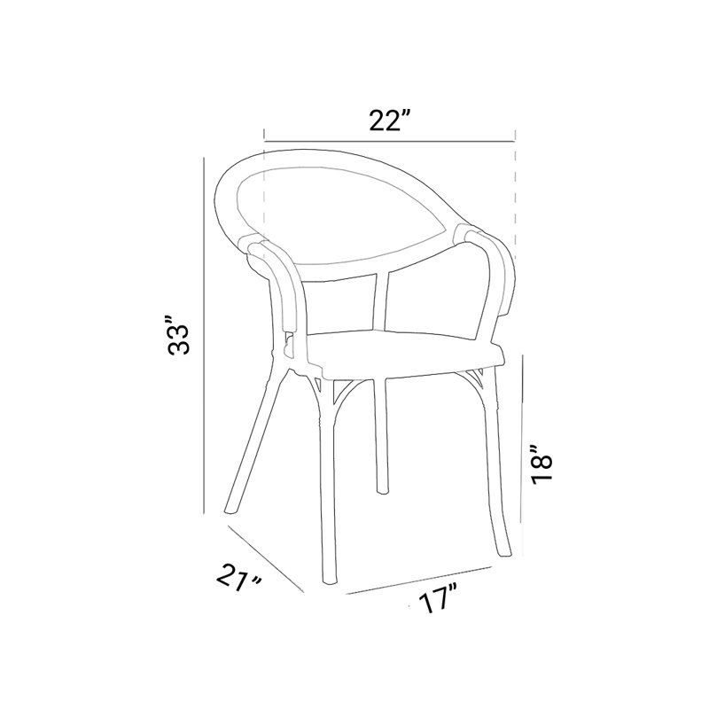 Stacking Patio Dining Armchair Bali, Black
